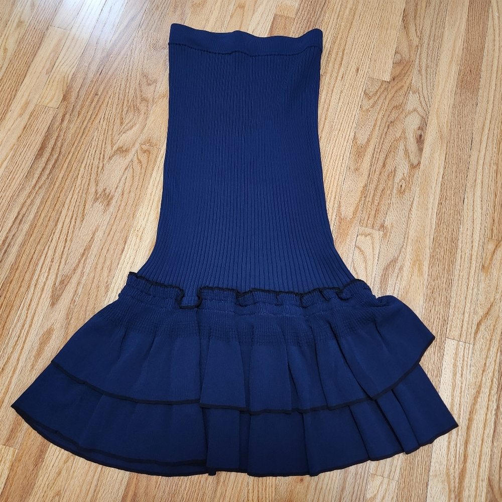 Jonathan Simkhai Ruffle Midi Knit size Navy size small